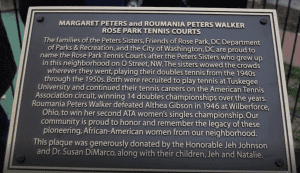 Plaque Honoring Peters Sisters at Rose Park Tennis Courts
