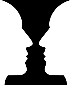 Rubin face vase illustration, The American Spectator, spectator.org