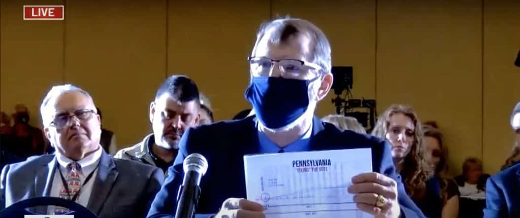 Ret. Col. Phil Waldren testifying at hearings on Nov. 25 (YouTube screenshot) spectator.org