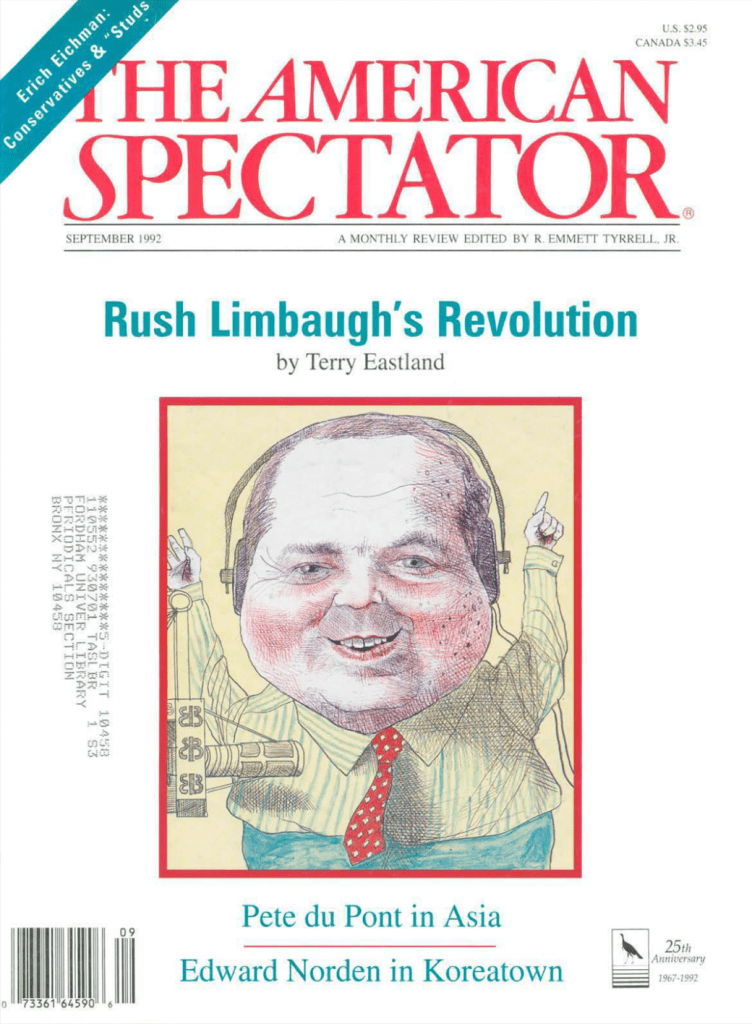 Rush Limbaugh on cover of The American Spectator, September 1992, spectator.org
