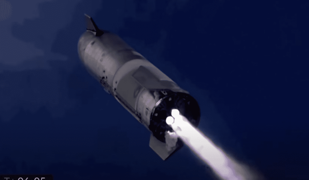 SpaceX Starship SN-10 in flight, March 3, 2021 (YouTube screenshot) spectator.org