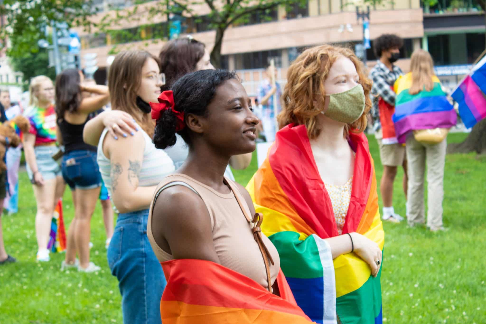 Children listen to speakers at Capital Pride’s Walk & Rally, June 12, 2021 (The American Spectator)