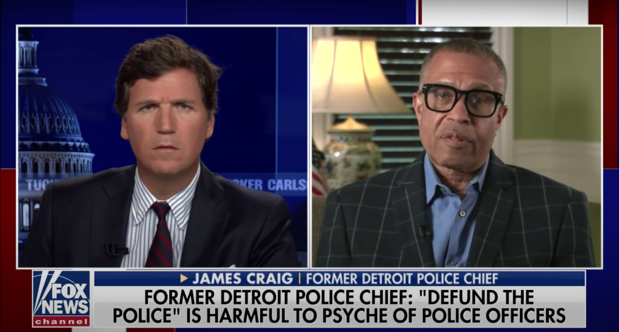 James Craig appears on Tucker Carlson tonight on June 1, 2021. (Fox News/Youtube)