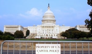 Capitol police barriacade around U.S. capitol, (Tomasz Szymanski/Shutterstock) spectator.org