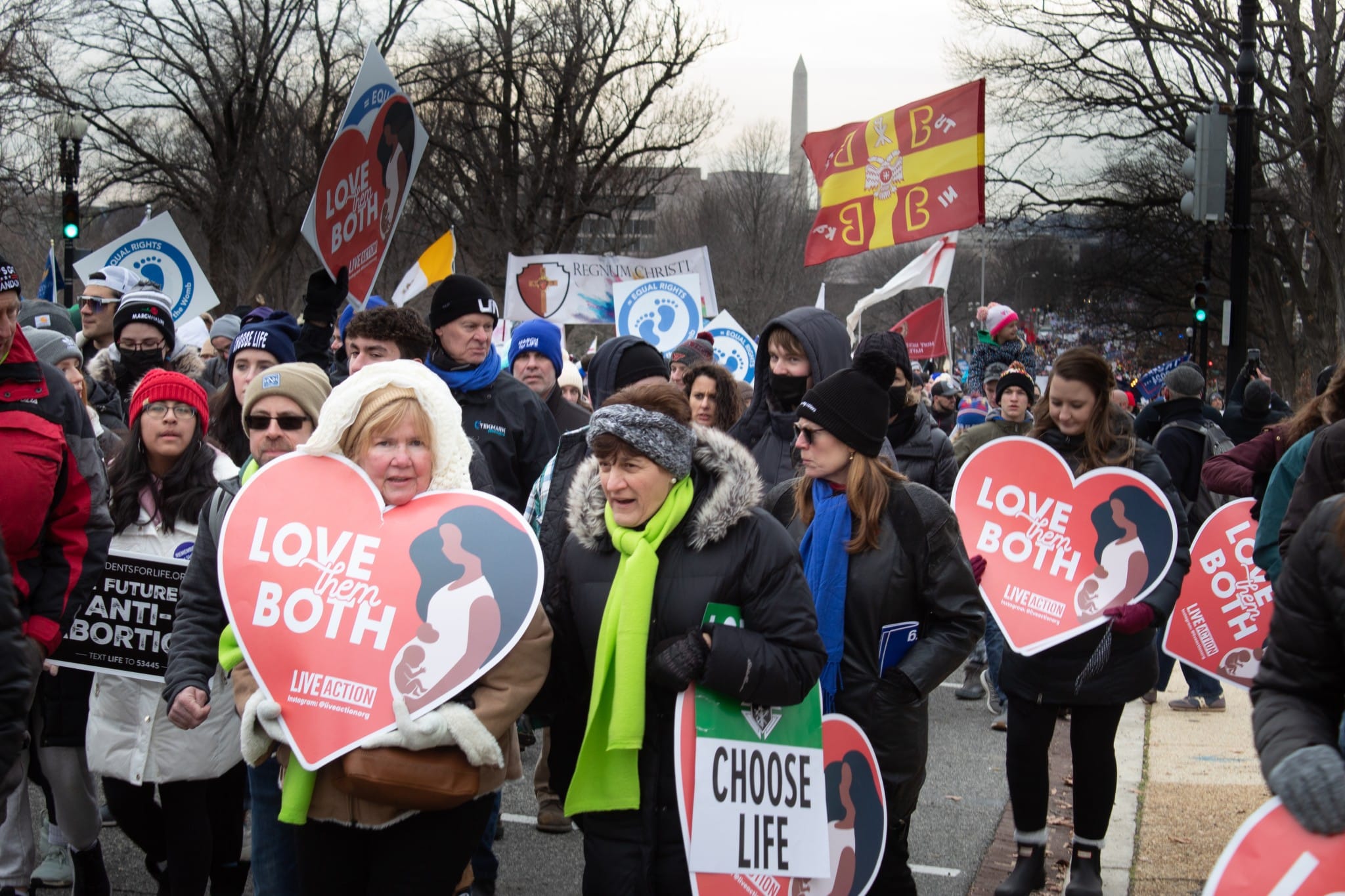 Pro-life protesters climb Capitol Hill on the way to the Supreme Court on January 21, 2022. (The American Spectator)