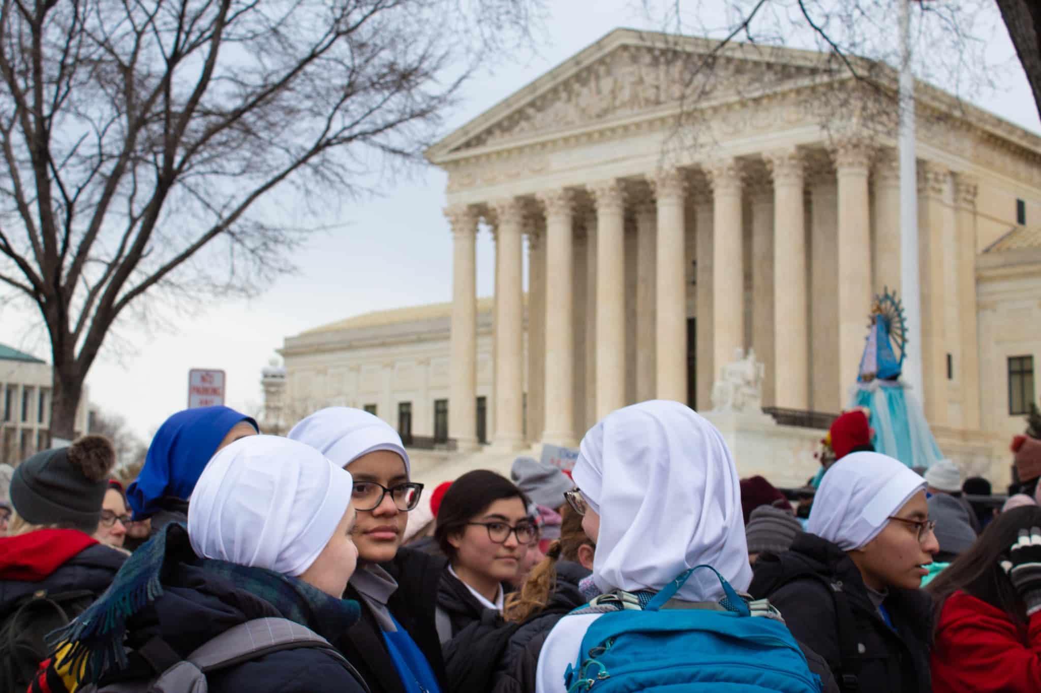 Young Catholic religious sisters gather outside the Supreme Court 49 years after Roe v. Wade. (The American Spectator)