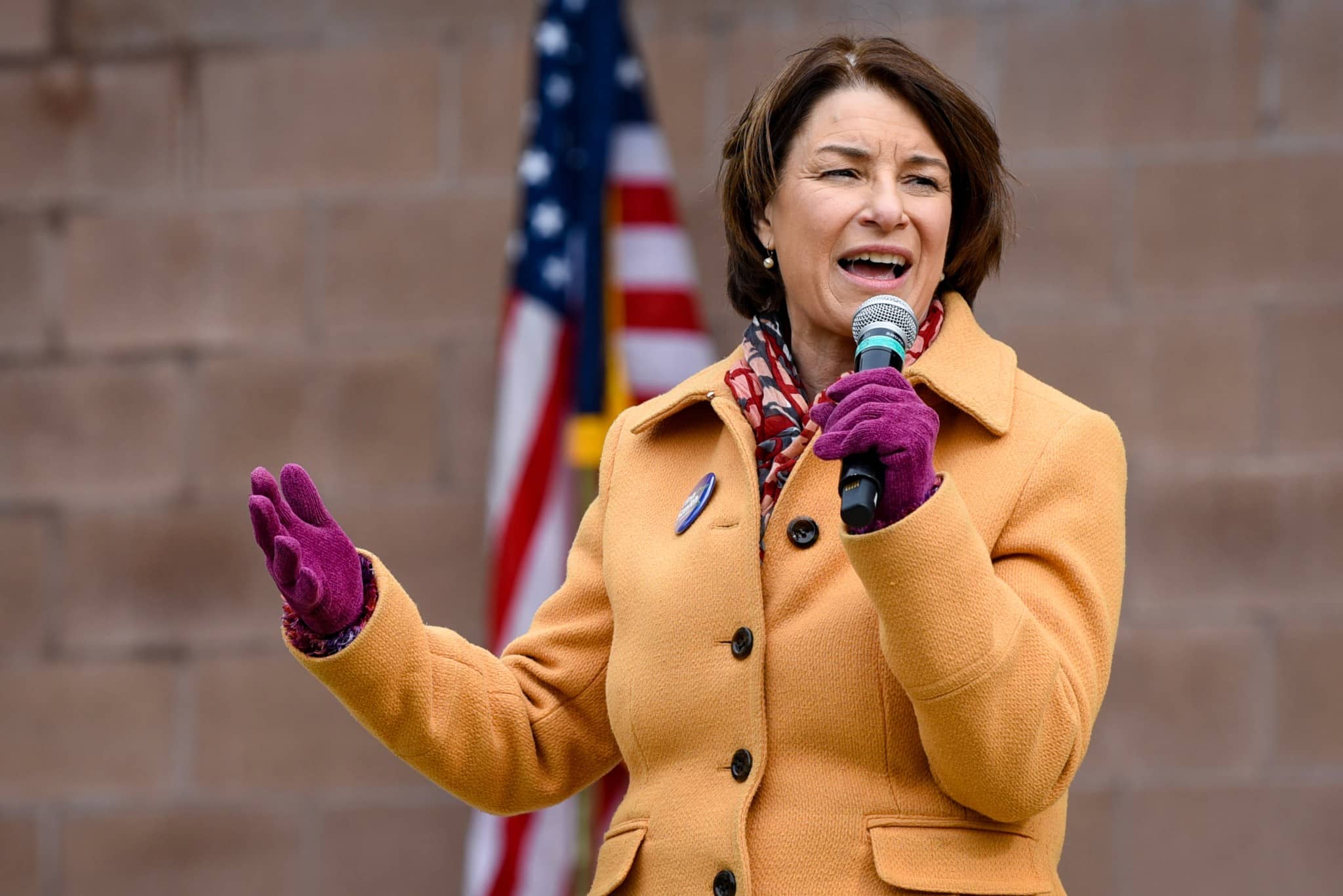 Sen. Amy Amy Klobuchar speaks during a Get Out the Vote! campaign event on Oct. 17, 2020. (Gage Anthony Cureton/Shutterstock)
