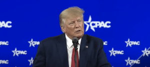 Image for piece on Truth Social: Donald Trump at CPAC, February 26, 2022 (GBNews/YouTube) spectator.org