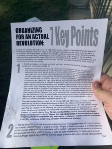 Paper from the Revolutionary Communist Party that was passed out by abortion protestors during the demonstrations on Saturday (Hunter Oswald/ The American Spectator)