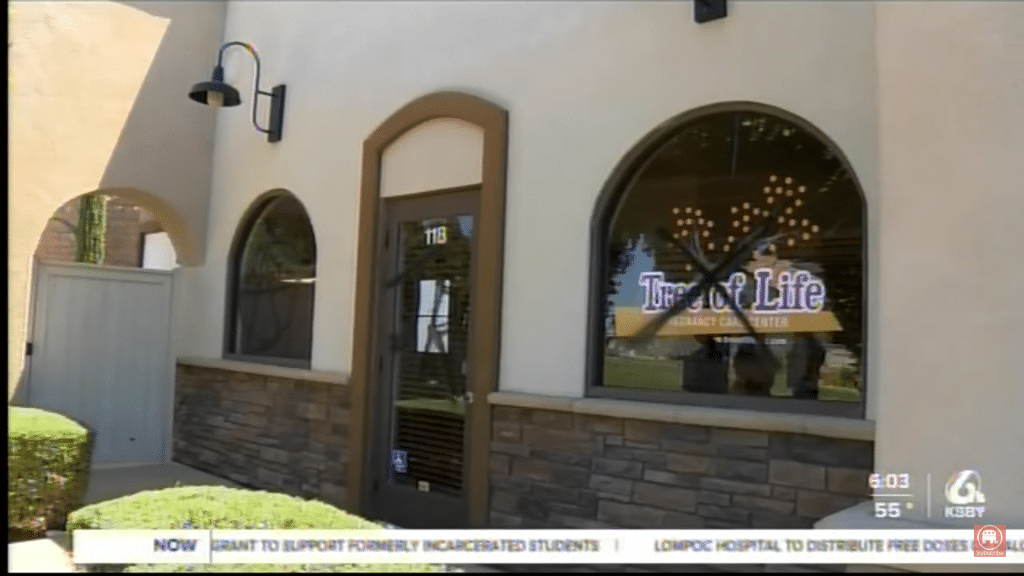 Graffiti covers the walls of the Tree of Life Pregnancy Center on June 24, 2022.