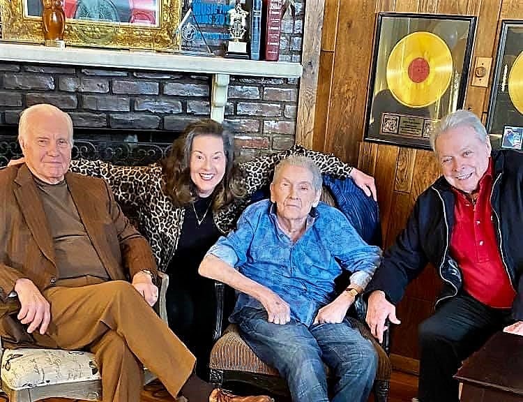 Jerry Lee Lewis, center, his sister Linda Gail Lewis, and his cousins Jimmy Swaggart (left) and Mickey Gilley at Jerry Lee’s 85th birthday party, 2020 (Image courtesy Rick Marschall) spectator.org