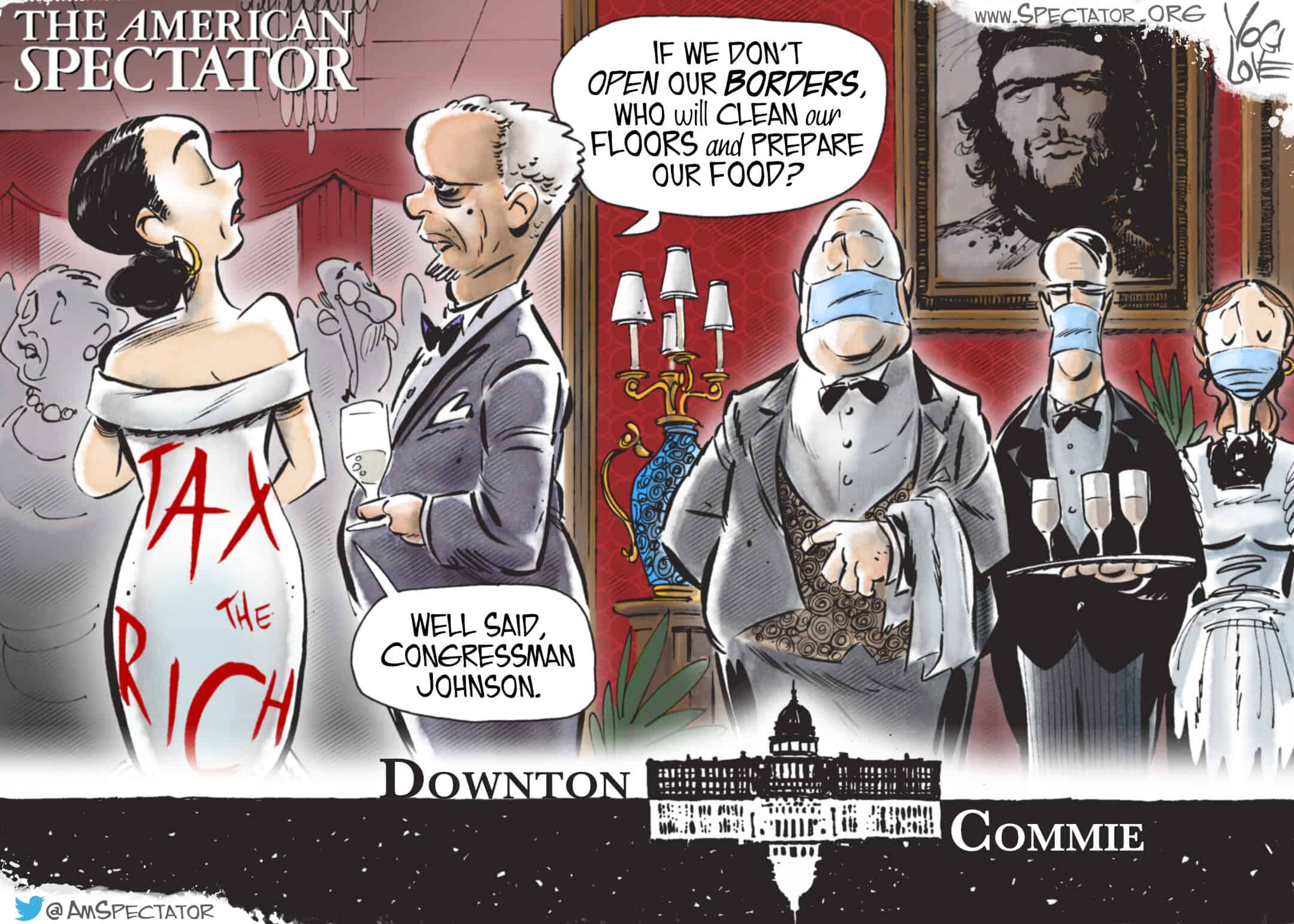 “Downtown Commie,” editorial cartoon by Yogi Love for The American Spectator, May 16, 2023.